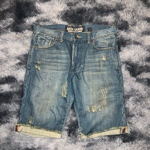 Akoo Blue Distressed Jean Shorts